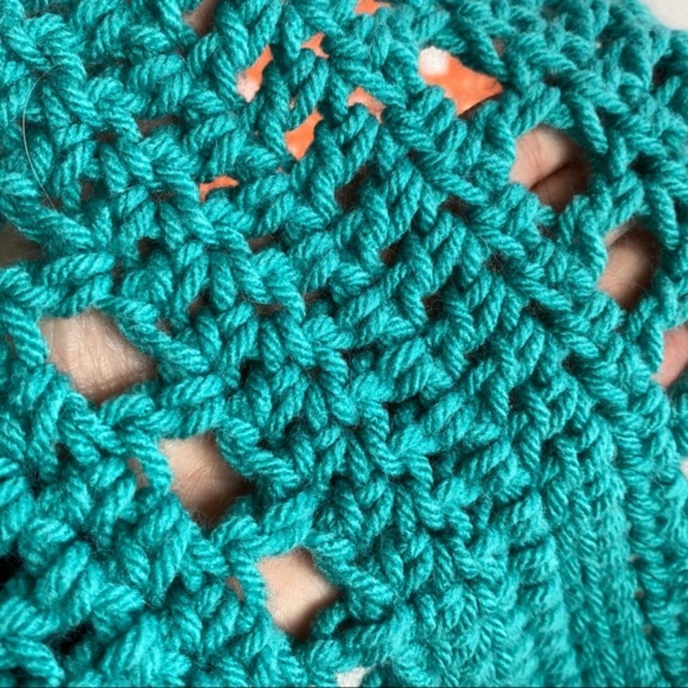 Handmade Crochet Baby Blanket Teal and Tangerine - Picture 4 of 4